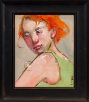 Lot 174 - * BASIA ROSZAK, GREEN DRESS oil on canvas,...