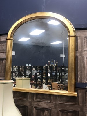 Lot 329 - A REPRODUCTION ARCHED GILT OVERMANTEL MIRROR