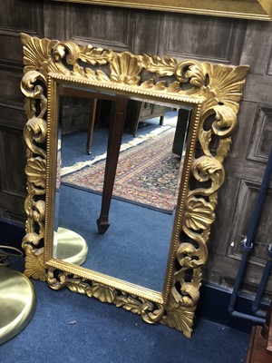 Lot 388 - A GILT FRAMED RECTANGULAR WALL MIRROR AND ANOTHER