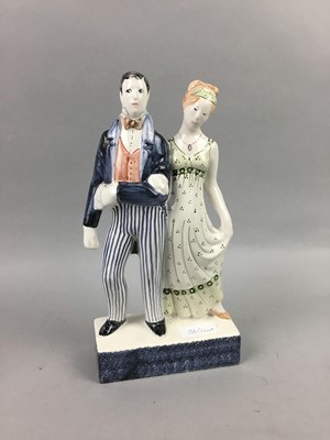 Lot 365 - A RYE POTTERY FIGURE OF A COUPLE AND OTHER FIGURES