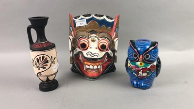 Lot 363 - A CHINESE WALL MASK, ANOTHER MASK AND OTHER ITEMS