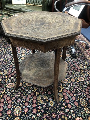 Lot 378 - A CARVED OAK OCTAGONAL OCCASIONAL TABLE