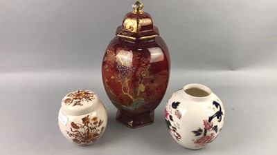 Lot 352 - A WILTON WARE HEXAGONAL LIDDED VASE AND OTHER CERAMICS