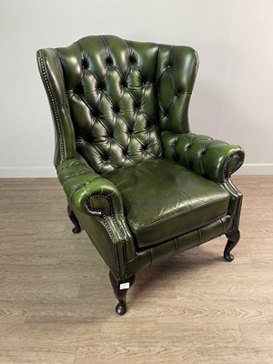 Lot 1310 - A GREEN LEATHER CHESTERFIELD SUITE