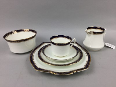 Lot 456 - A BLUE AND GILT DECORATED PART TEA SERVICE