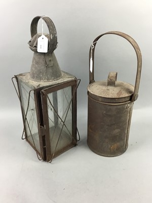 Lot 460 - A PAIR OF EARLY 20TH CENTURY TIN COACH LAMPS AND TWO OTHERS