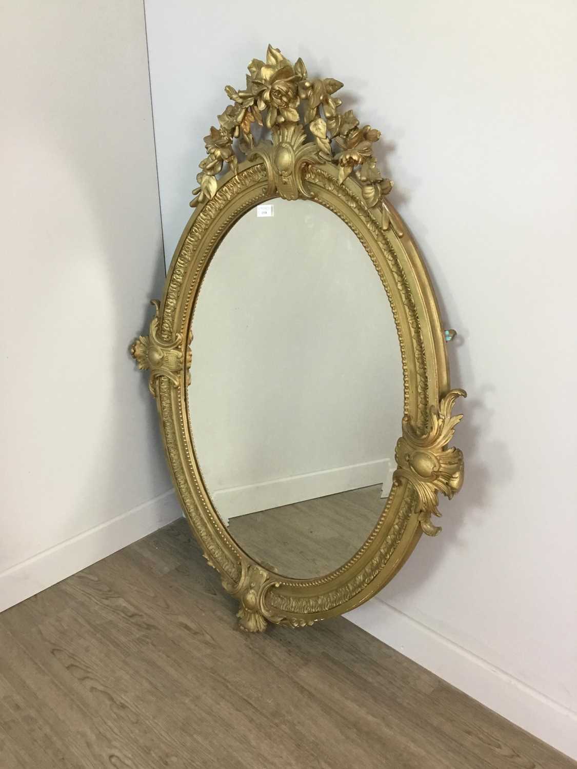 Lot 1318 - A LATE 19TH CENTURY GILT WOOD WALL MIRROR