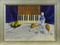 Lot 191 - * SUZANNE KEMPLAY, PIANO AND PEARS oil on...