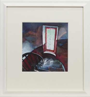 Lot 632 - REDS & GREENS, A WATERCOLOUR BY BRYAN EVANS