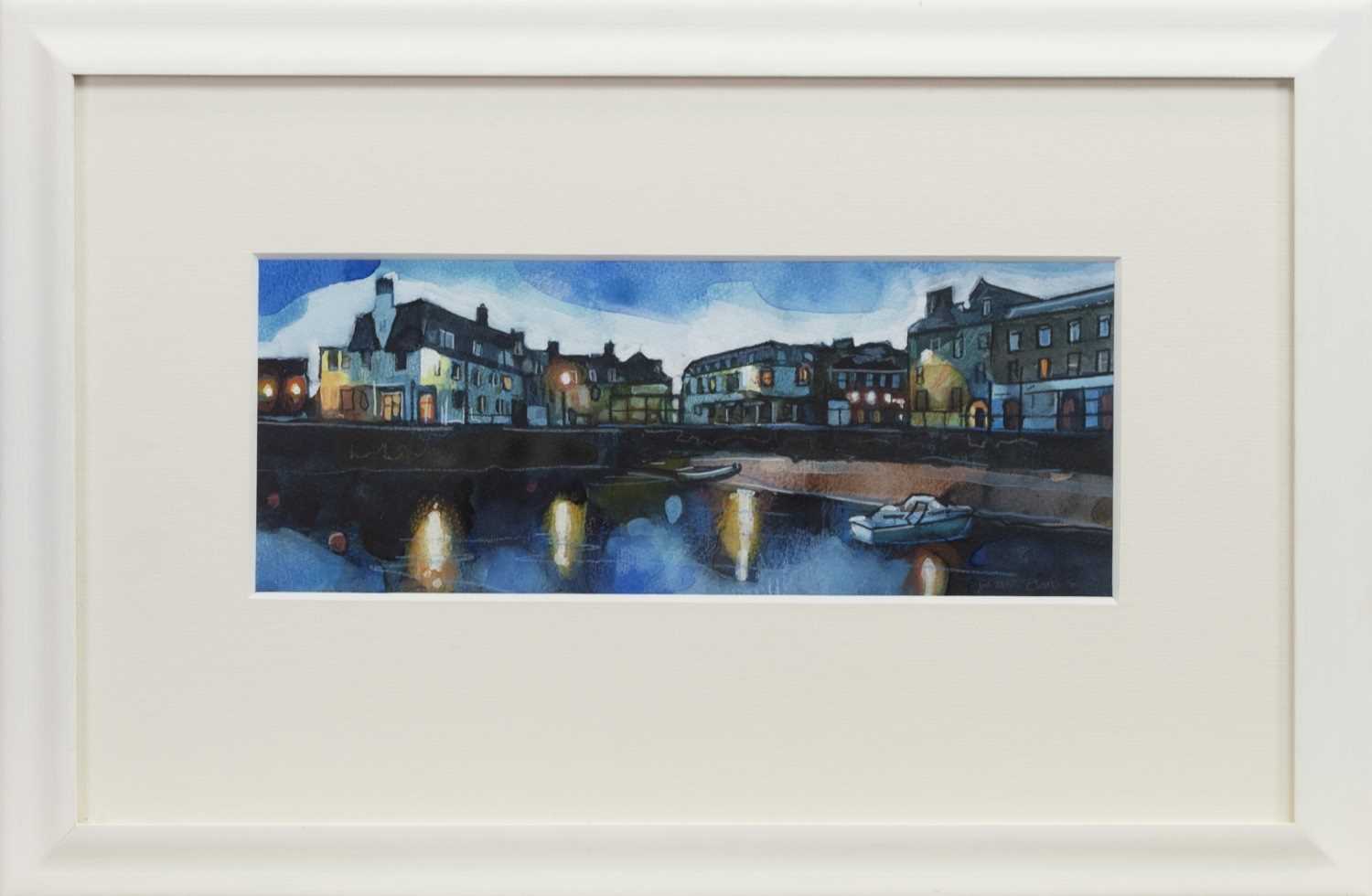 Lot 633 - MILLPORT LIGHTS, A WATERCOLOUR BY BRYAN EVANS