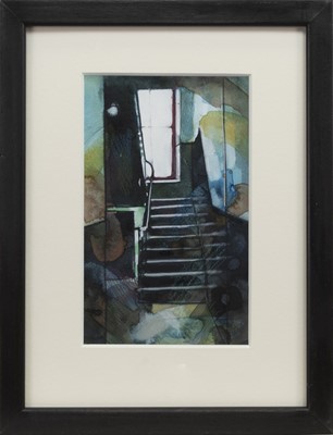 Lot 634 - SHADES OF GREEN, A WATERCOLOUR BY BRYAN EVANS