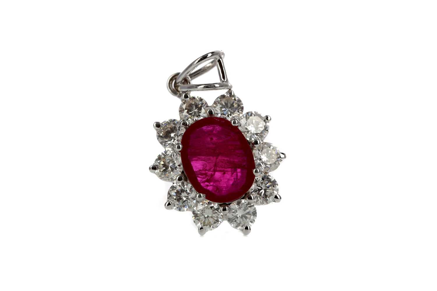 Lot 361 - A CERTIFICATED RUBY AND DIAMOND PENDANT