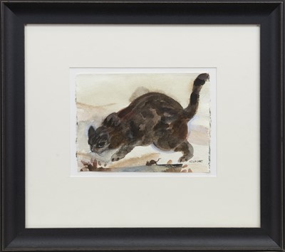 Lot 661 - CAT AND MOUSE, A WATERCOLOUR BY HELGA CHART