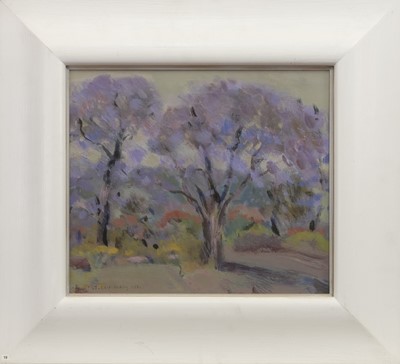 Lot 669 - THE JACARANDA TREE, A MIXED MEDIA BY IRENE LESLEY MAIN