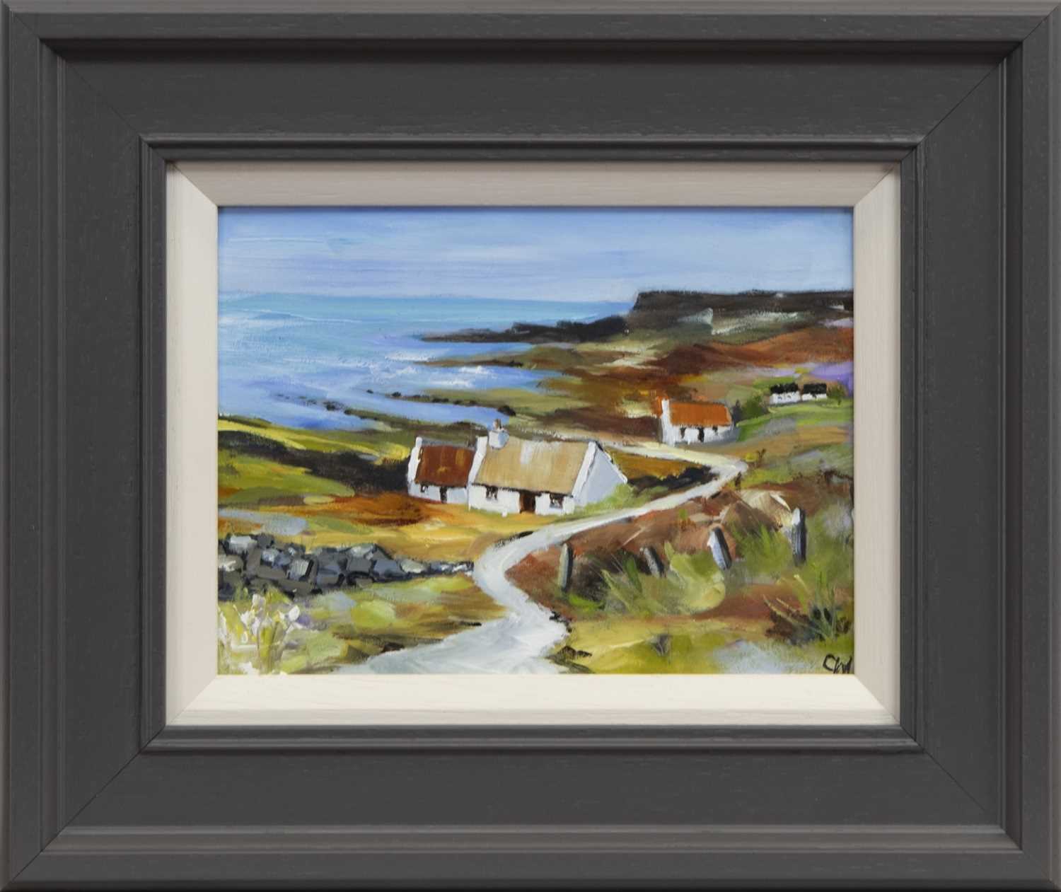 Lot 679 - CROFTS, COASTLINE, AN OIL. BY CAROL WEST