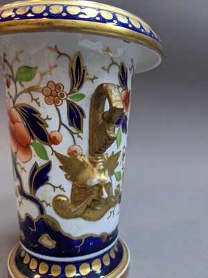 Lot 240 - A GARNITURE OF THREE MID-19TH CENTURY ENGLISH PORCELAIN SPILL VASES, ALONG WITH ANOTHER