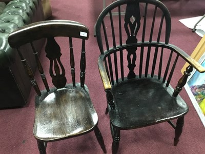 Lot 107 - A CARVER CHAIR AND TWO SINGLE CHAIRS