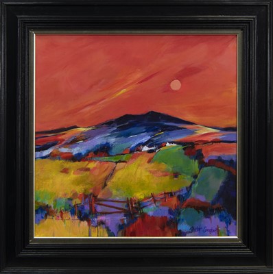 Lot 744 - RED GATE, SCORAIG, AN ACRYLIC BY SHELAGH CAMPBELL