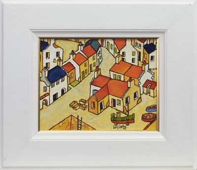 Lot 733 - THE HARBOUR AT CRAIL, AN OIL BY IAIN CARBY