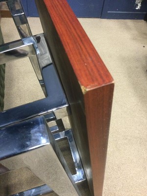 Lot 1320 - A MODERNIST ROSEWOOD AND CHROME COFFEE TABLE