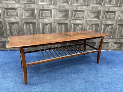 Lot 141 - A STAINED WOOD COFFEE TABLE AND A RETRO OCCASIONAL TABLE