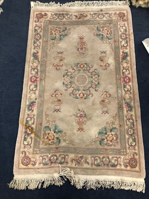 Lot 147 - A 20TH CENTURY CHINESE RUG AND OTHER SMALLER CHINESE RUGS