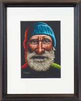 Lot 219 - * GRAHAM H D MCKEAN, BLUE BEENIE pastel on...