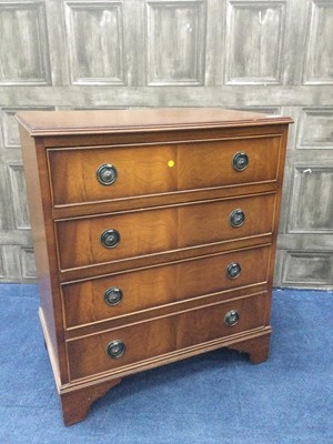 Lot 168 - A REPRODUCTION MAHOGANY CHEST OF FOUR DRAWERS