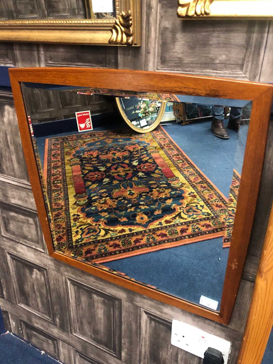 Lot 74 - A RETRO TEAK FRAMED WALL MIRROR AND ANOTHER MIRROR
