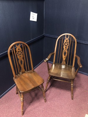 Lot 201 - A SET OF SIX WINDSOR BACK DINING CHAIRS