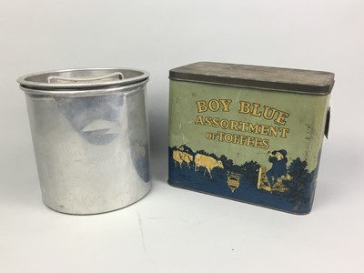 Lot 185 - A BLUE BOY ASSORTMENT OF TOFFEE VINTAGE TIN AND A GARRISON DRYING CASE