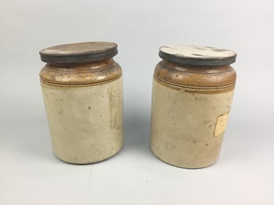 Lot 187 - A GROUP OF STONEWARE JARS AND OTHER ITEMS