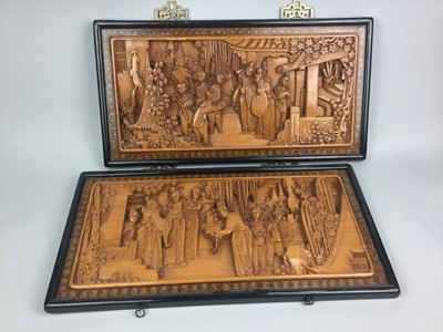 Lot 184 - A LOT OF TWO 20TH CENTURY CHINESE CARVED WOOD WALL PANELS