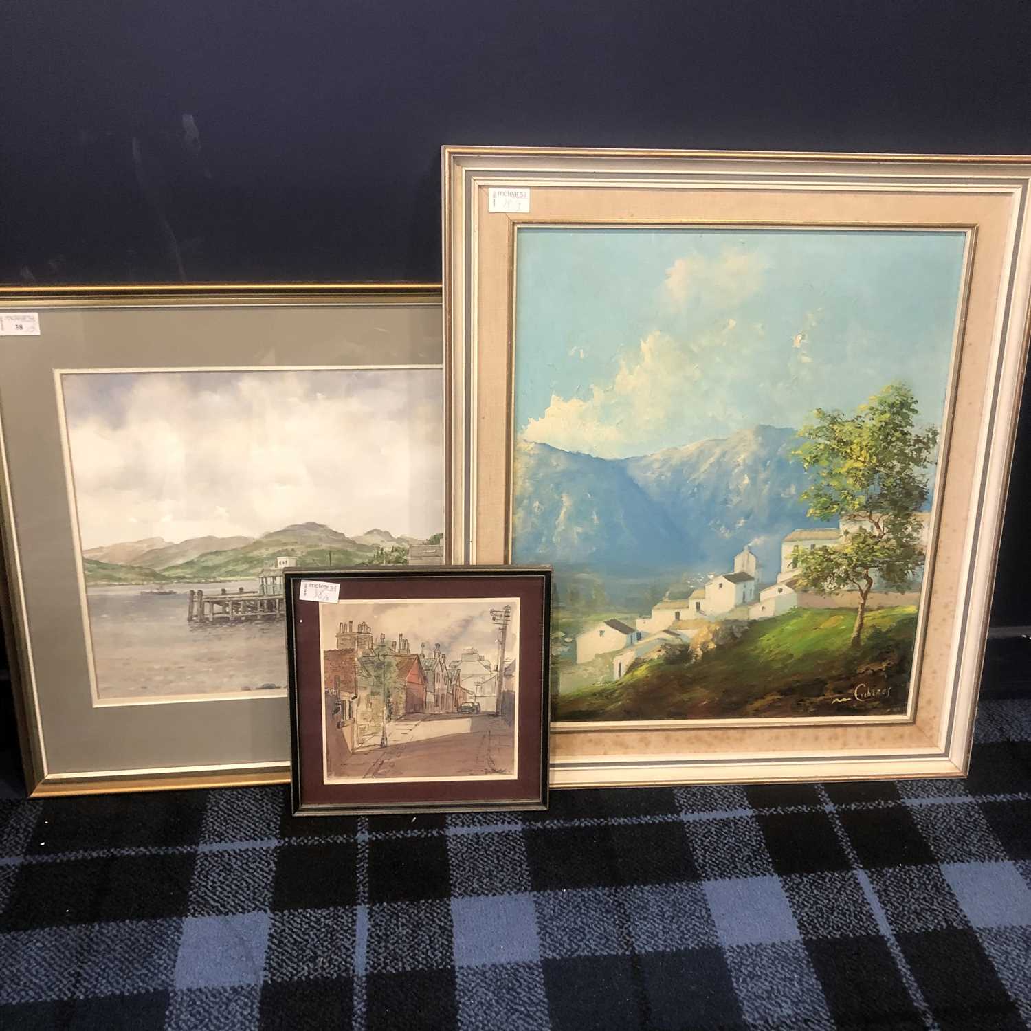 Lot 38 - A LOT OF TWO WATERCOLOURS AND AN OIL PAINTING