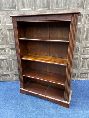 Lot 199 - A STAINED PINE OPEN BOOKCASE