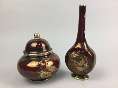 Lot 224 - A CARLTON WARE GOURD SHAPED JAR AND COVER AND A VASE