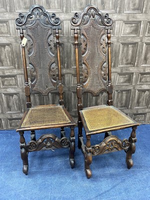 Lot 250A - A PAIR OF 19TH CENTURY CARVED OAK HALL CHAIRS