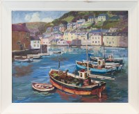 Lot 248 - J R BENSON, POLPERRO, CORNWALL oil on board,...