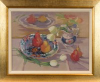 Lot 254 - * ANNE DONALD, STILL LIFE WITH IRONSTONE PLATE,...