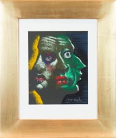 Lot 260 - * FRANK MCFADDEN, SEA OF FACES pastel on black...