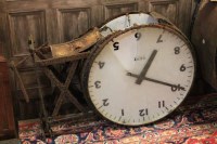 Lot 20 - LARGE TWO SIDED INDUSTRIAL WALL CLOCK lacking...