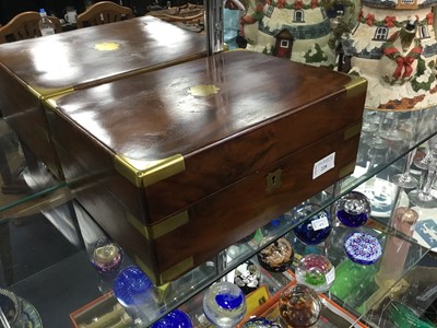 Lot 228 - A MAHOGANY BRASS MOUNTED LAP DESK