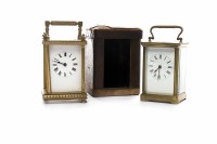 Lot 24 - BRASS CARRIAGE CLOCK The single train eight...