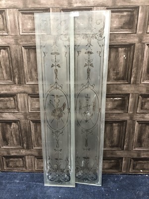 Lot 235 - A PAIR OF LATE 19TH CENTURY FROSTED GLASS PANELS