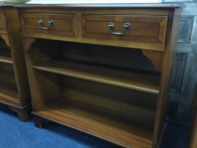 Lot 196 - A PAIR OF REPRODUCTION YEW WOOD SIDE CABINETS