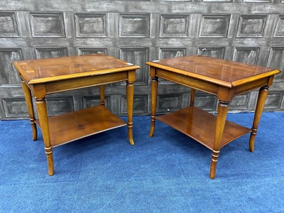 Lot 204 - A PAIR OF REPRODUCTION YEW WOOD OCCASIONAL TABLES