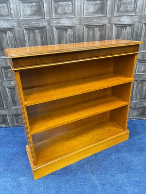 Lot 216 - A REPRODUCTION YEW WOOD BOOKCASE