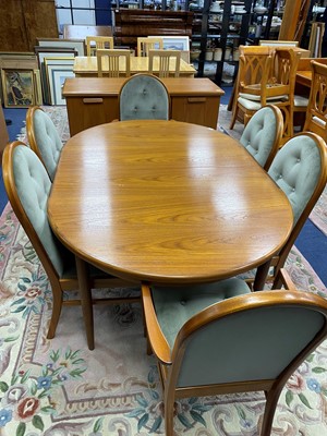 Lot 206 - A G-PLAN EXTENDING DINING TABLE, CHAIRS AND A SIDEBOARD