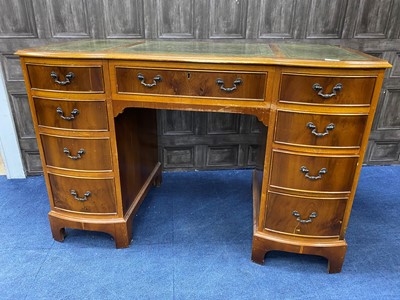 Lot 211 - A REPRODUCTION YEW WOOD WRITING DESK
