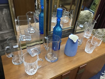 Lot 244 - A LOT OF CRYSTAL AND GLASS JUGS AND VASES